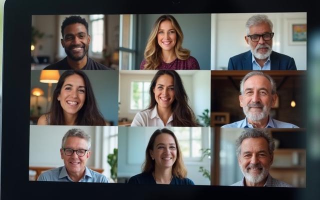 Group of diverse individuals engaged in an online Q&A session